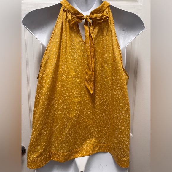 Modcloth Mustard Floral Halter Blouse - Picture 2 of 3